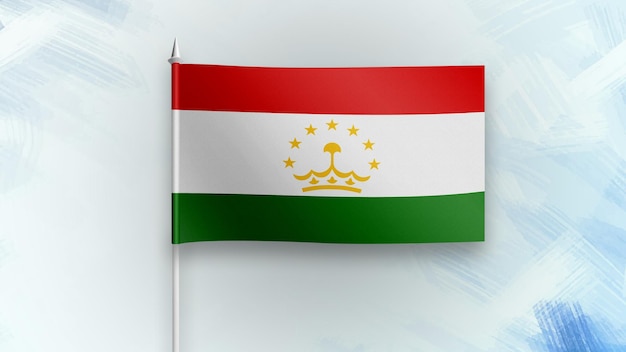 tajikistan 3D render flag on a blue texture background