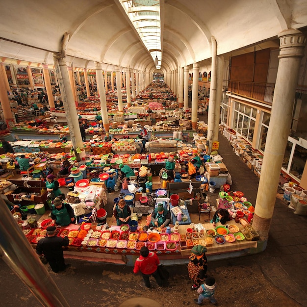 Tajikistan Khujand September 5, 2018: Tajikistan Ornament drawings in the central bazaar in Khujand