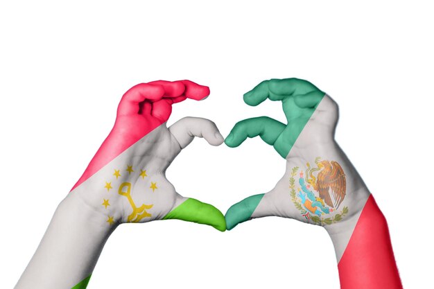 Foto tagikistan messico cuore gesto della mano che fa cuore sentiero di ritaglio