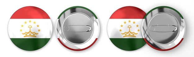 Photo tajikistan round badges with country flag on white background 3d illustration