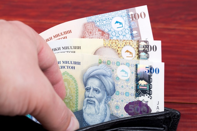 Tajikistani money  somoni in the wallet