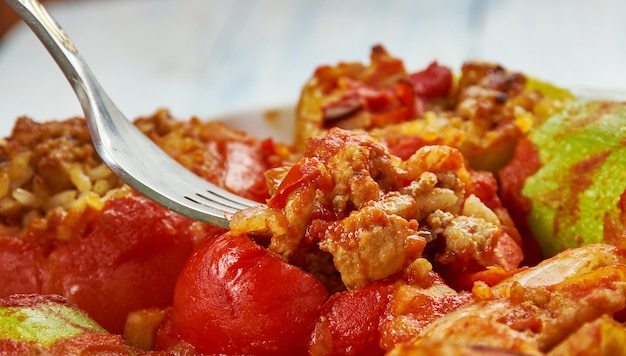 Tajin Mahshi - Mixed Stuffed Vegetables, Libyan Food