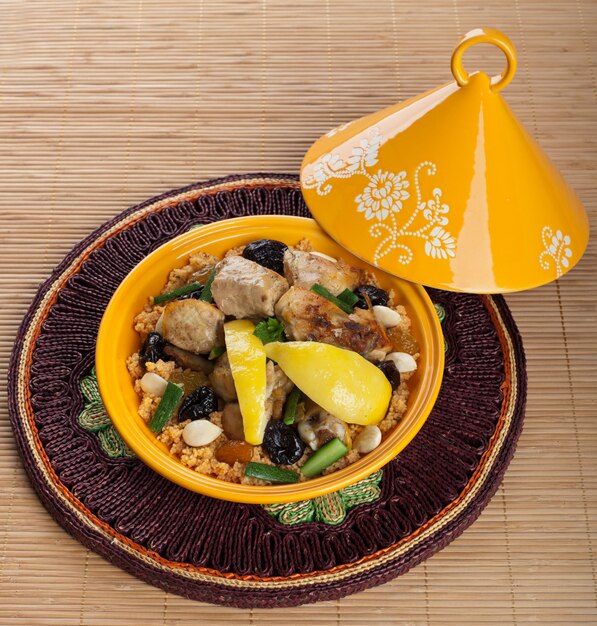 Tajine with chicken, Moroccan food 