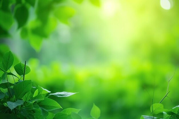 Tak met groene bladeren in zonlicht bokeh effect Zomer achtergrond Ai gegenereerd