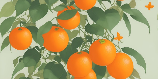 Tak van mandarijnen met bladeren op een lichte achtergrond