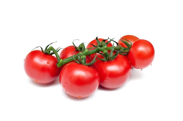 Tak van verse tomaten op witte achtergrond