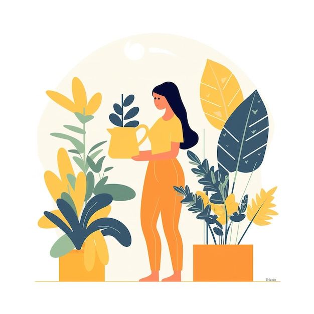 Photo take care of plants vector illustration