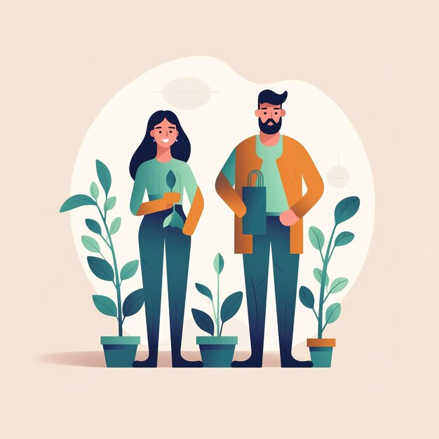 Photo take care of plants vector illustration