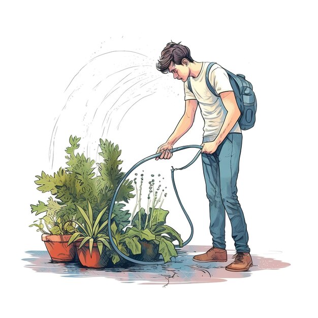 Photo take care of plants vector illustration