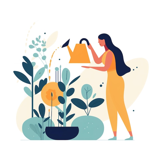 Photo take care of plants vector illustration