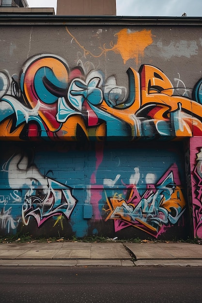 Take a detailed shot of a graffiticovered wall capturing the vivid colors and bold patterns Art