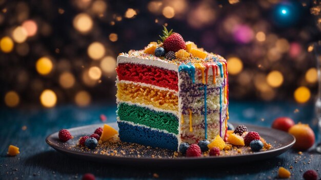 Photo take our rainbow cake to the next level by incorporating celestial elements into the composition