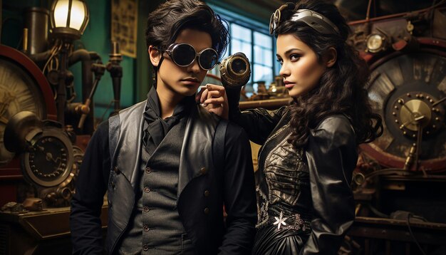 Photo take photos of models dressed in steampunk inspired outfits