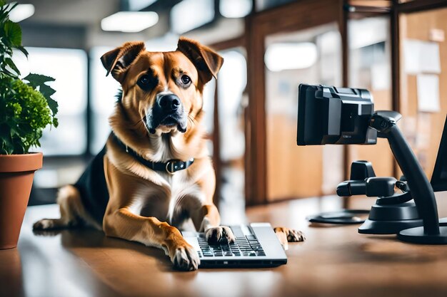 写真 犬を職場に連れて行く日