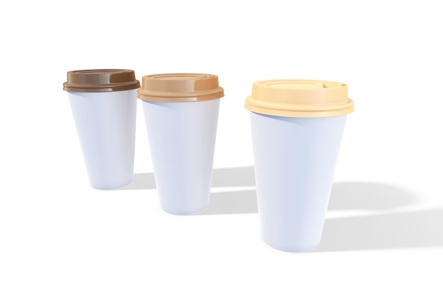 Takeaway coffee cup with lid 3D render