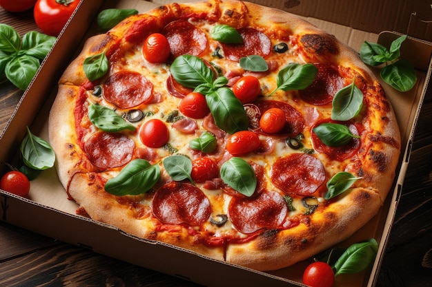 takeaway or delivery pizza box professional advertising food photography