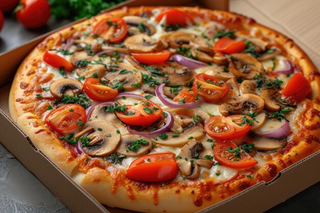 takeaway of levering pizza doos professionele reclame voedsel fotografie