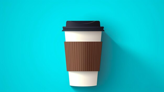 Takeaway paper cup for hot drinks isolated on blue background generative ai