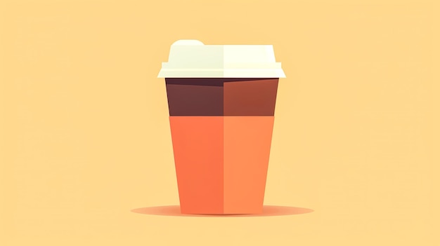 Takeaway paper cup for hot drinks isolated on orange background generative ai