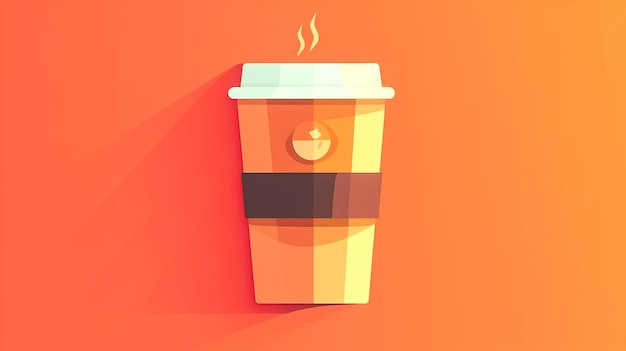 Takeaway paper cup for hot drinks isolated on orange background generative ai