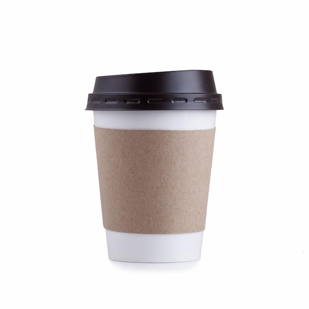 Photo takeout coffee with cup holder isolated on a white background