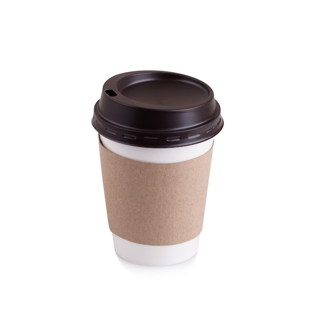 Takeout coffee with cup holder isolated on a white backgroundxAxA