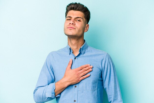 Taking an oath putting hand on chest