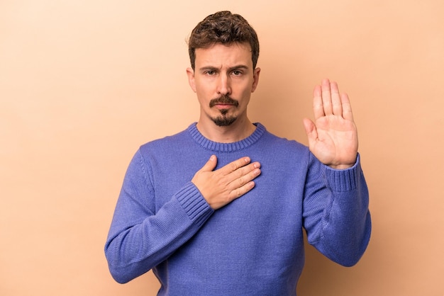 Taking an oath putting hand on chest