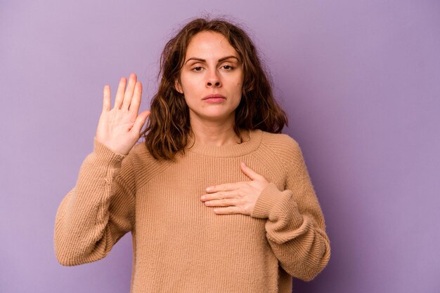 Taking an oath putting hand on chest