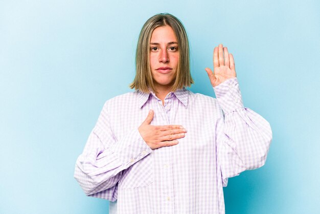 Taking an oath putting hand on chest