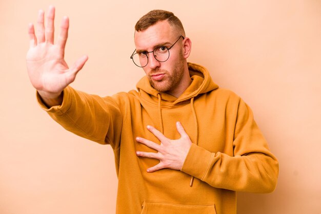 Taking an oath putting hand on chest