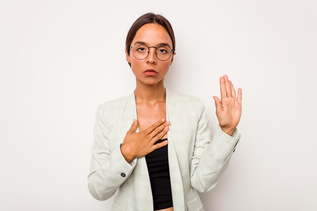 Taking an oath putting hand on chest