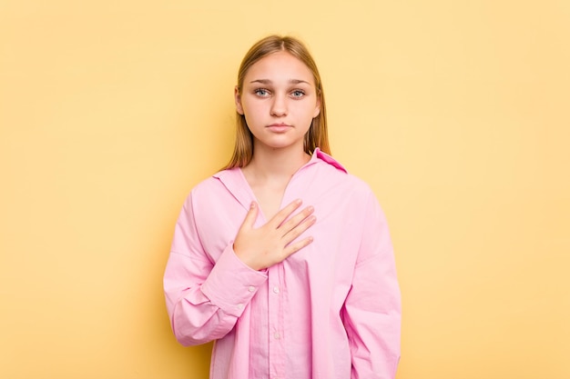 Taking an oath putting hand on chest