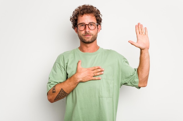 Taking an oath putting hand on chest