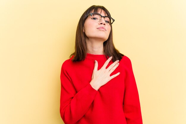 Taking an oath putting hand on chest