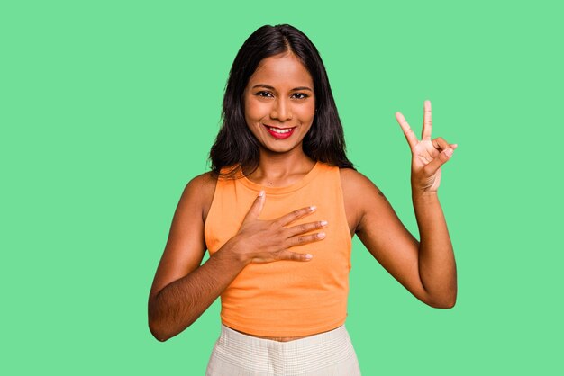 Taking an oath putting hand on chest