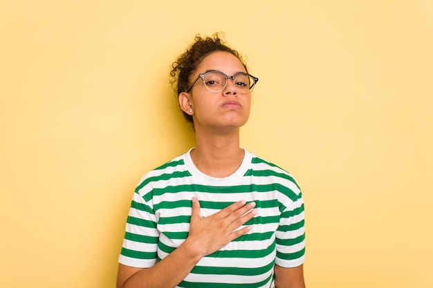 Taking an oath putting hand on chest