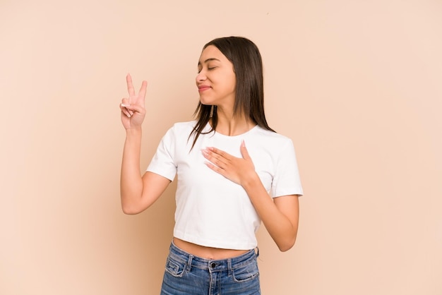 Taking an oath putting hand on chest