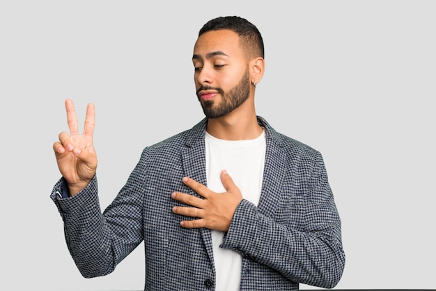 Taking an oath putting hand on chest