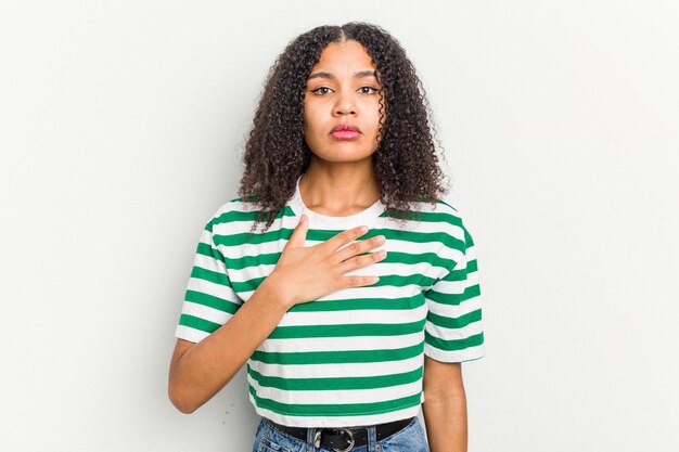 Taking an oath putting hand on chest