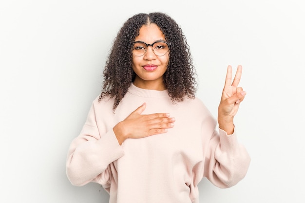 Taking an oath putting hand on chest