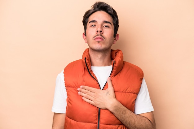 Taking an oath putting hand on chest