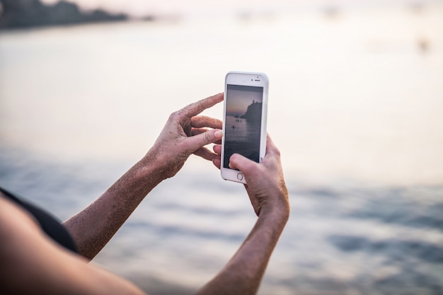 Taking a picture of the sunset