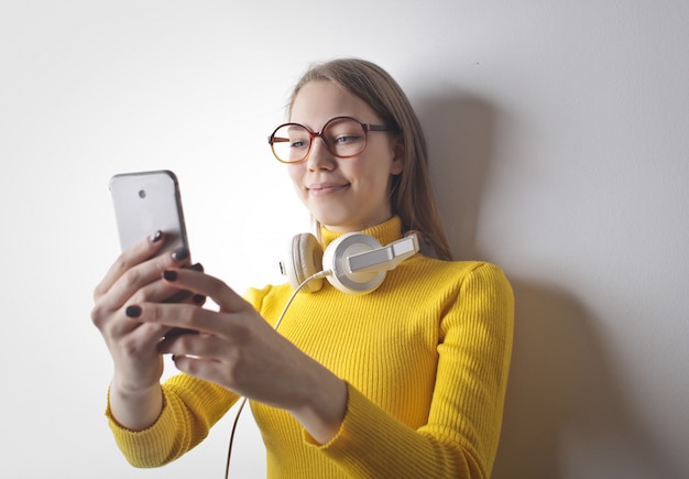 Photo taking a selfie with a smartphone