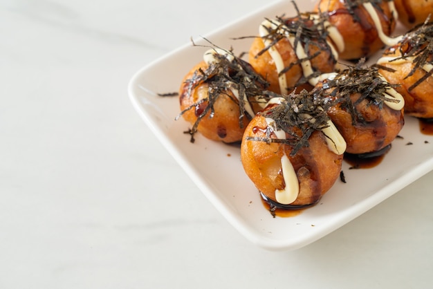 Takoyaki ball dumplings or Octopus balls - Japanese food style