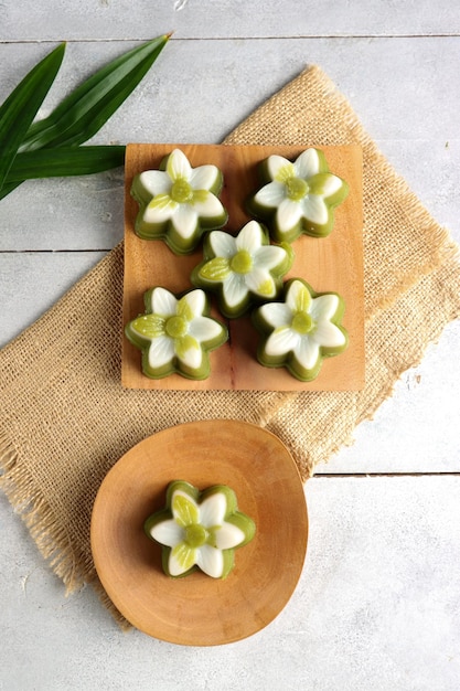 Talam Pandan or Steamed Pandan Rice Flour pudding