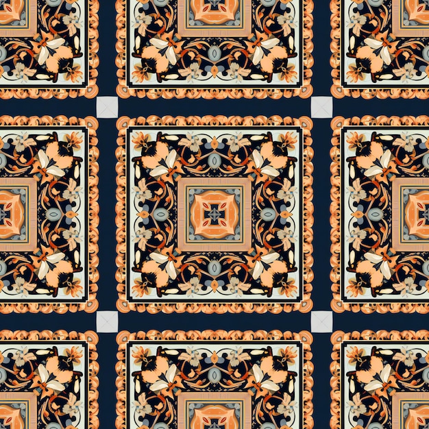 Talavera pattern Indian patchwork Azulejos portugal Turkish ornament Moroccan tile mosaic