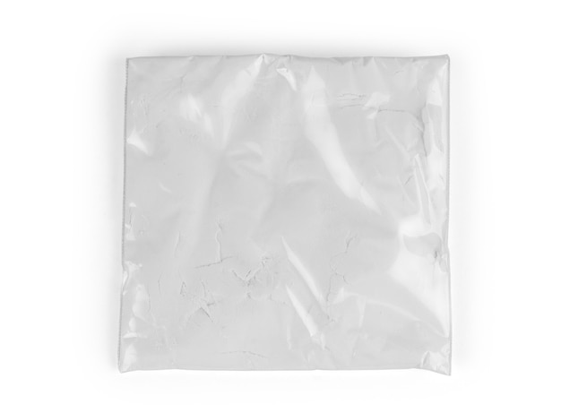 Talc powder bag isolated on white