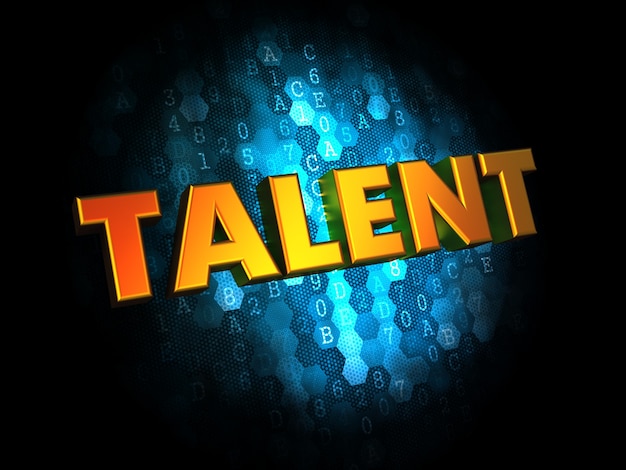 Talent concept - testo di colore dorato su dark blue digital.