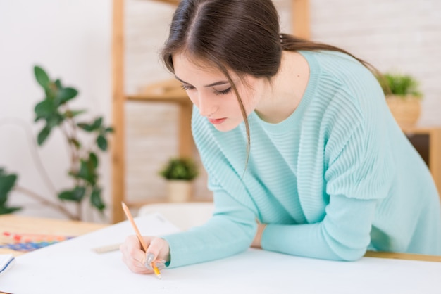 Talented Architect Working on Blueprint